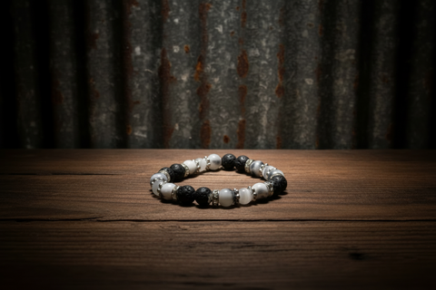Black and White Beaded Medium Wrist Defuser Bracelet