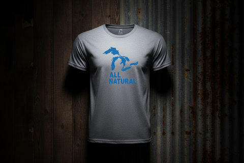All Natural Great Lakes T-Shirt – Michigan Eco-Friendly Unisex Tee in Heather Gray – Locally Made Midwest Apparel