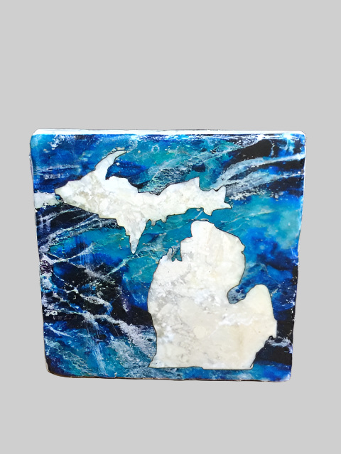 Lake Background Michigan Tile Coaster by Ravaged Barn