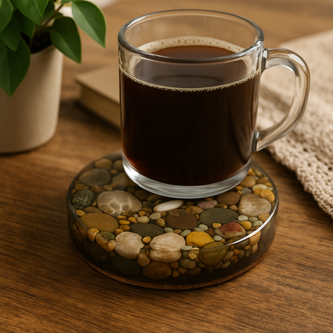 MI Beachrocks 2 Resin and Cork Coaster
