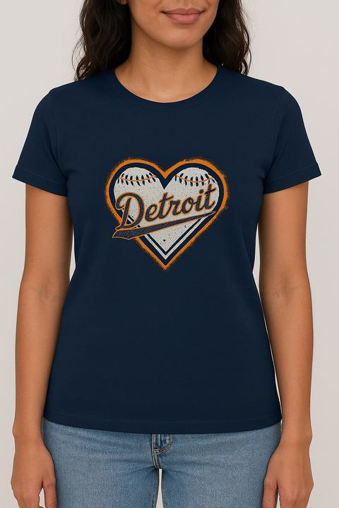 Detroit Heart Baseball Tee