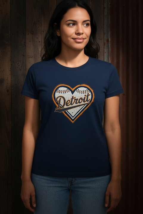 Detroit Heart Baseball Tee
