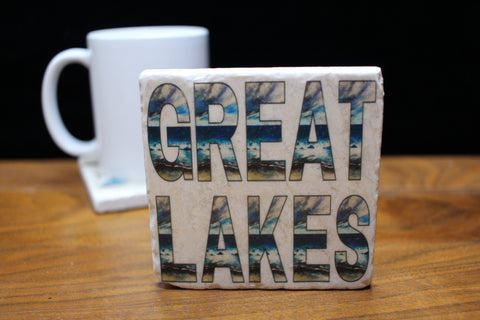 Great Lakes Beach Tile Coaster by Ravaged Barn