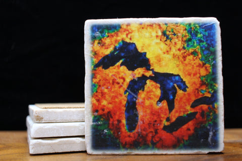 Fall in Michigan Tile Coaster by Ravaged Barn