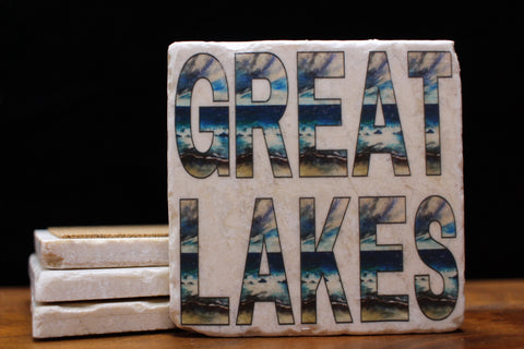 Great Lakes Beach Tile Coaster by Ravaged Barn