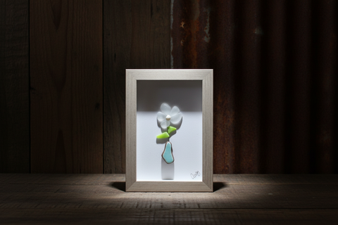 Flower Tumbled Glass Shadow Box by Art by Amy