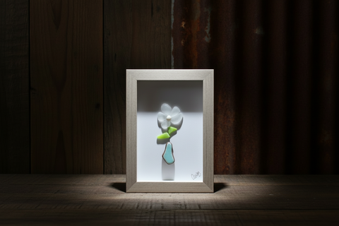 Flower Tumbled Glass Shadow Box by Art by Amy