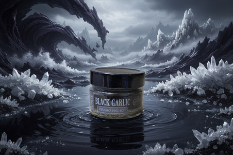 Black Garlic Infused Sea Salt by Olivelle