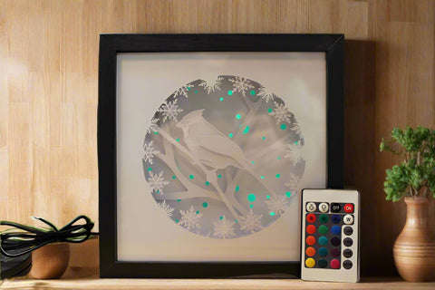 Cardinal Winter Scene LED Shadow Box