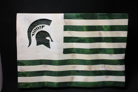 Hand Carved Spartan Flag Wood Wall Art