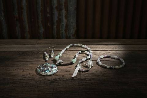 Outrageously Millie Abalone Trishell Pendant Jewelry Set