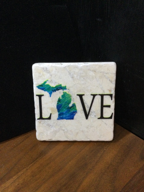 Love Michigan Tile Coaster by Ravaged Barn