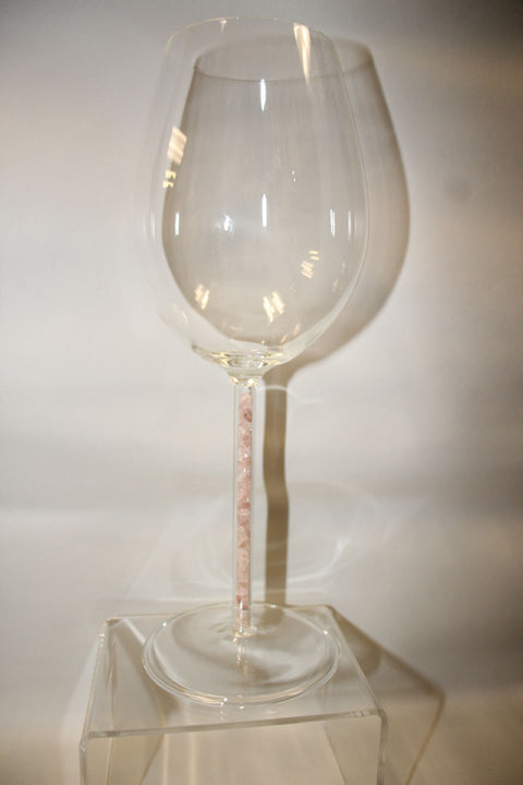 Set of Sophisticated Wine Glasses with Crystal Filled Rose Quartz Stems