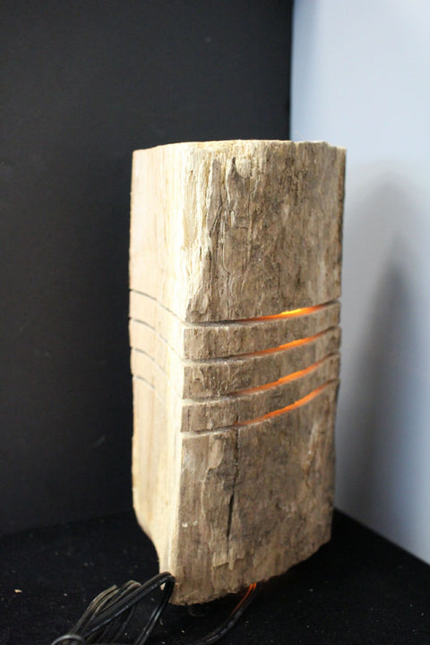 Unfinished Rustic Log Lamp Yellow Light Decorative Pieces