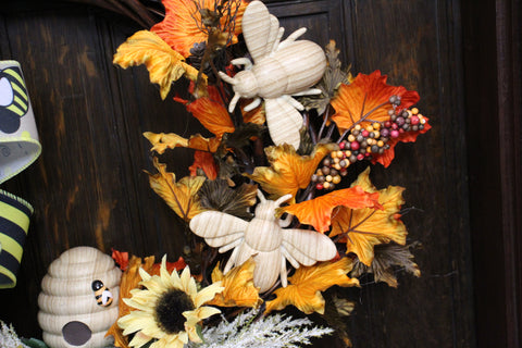 Red Brick Wreaths Bee Happy Fall Wreath