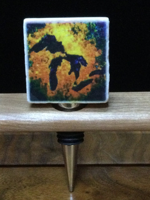 Fire Michigan Tile Wine Stopper by Ravaged Barn