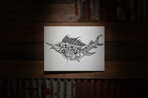 Color Me Happy – Polynesian-Inspired Marlin Art Card