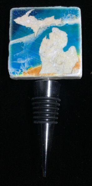 MI Beach Background Wine Stopper by Ravaged Barn