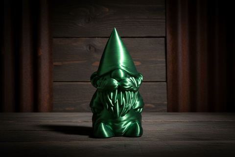 Mini Metallic Green Gnome – 3D Printed Decorative Figurine