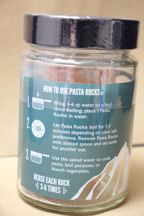Pasta rocks packaging with instructions on a beige background