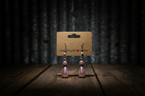 Light Pink Angel Wing Pearl Drop Earrings
