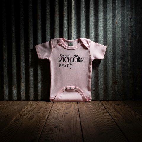 Pink 3-6mths  Michigan Baby Onesie from Center Road Studios