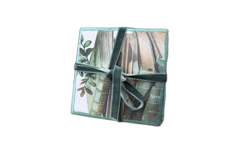 Outrageously Mille Vintage Library Coaster Set