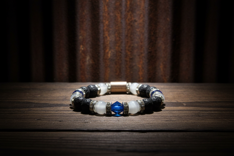 Blue Beaded Essential Oil Diffuser Bracelet by The Diffuser Bracelet Boutique