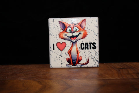 I Love Cats Coaster by June Bugs