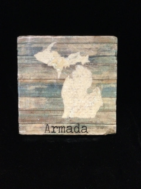 Michigan Green Barnwood Tile Coaster by Ravaged Barn