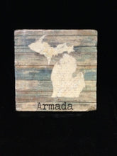 Load image into Gallery viewer, Michigan Green Barnwood Tile Coaster by Ravaged Barn
