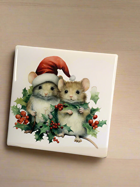 Christmas Mice Coaster by June Bugs