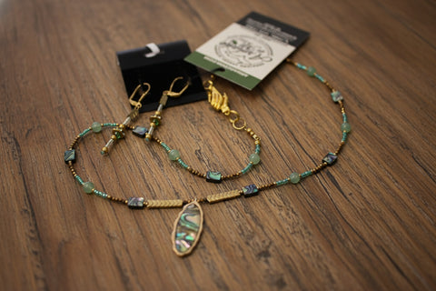 Outrageously Millie Gold Accent Abalone Drop Jewelry Set