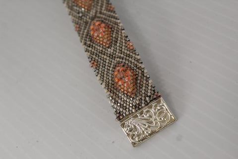 Peach Diamond Beaded Bracelet with Silver Clasp