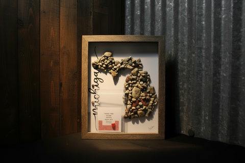 Stone and Pebble Michigan Shadow Box Art by Art By Amy 10 Inch