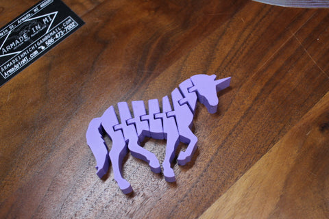 3-D Printed Purple Unicorn Flexi Animal by AMLinspirations