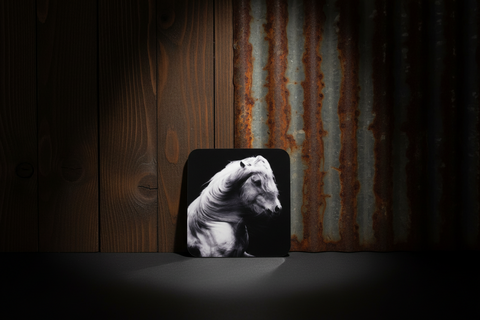 Black and White Horse Photo Cork Backed Coaster by Genna Card