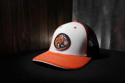 Flexfit S/MD Orange White Tiger Patch Mesh Back Hat