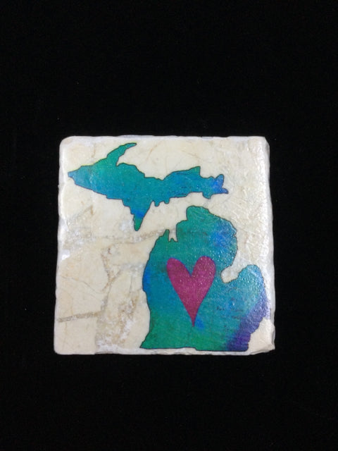 Michigan with Heart Coaster by Ravaged Barn