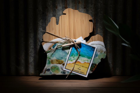 Bamboo Michigan with Resin Ocean Wave Design Charcuterie Board