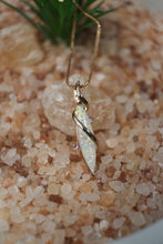 Load image into Gallery viewer, Gold Wrapped Opal Necklace on Gold Chain by Outrageously Millie
