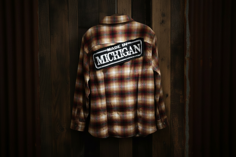 L - Made in Michigan Red Plaid Flannel Shirt by Center Road Studio