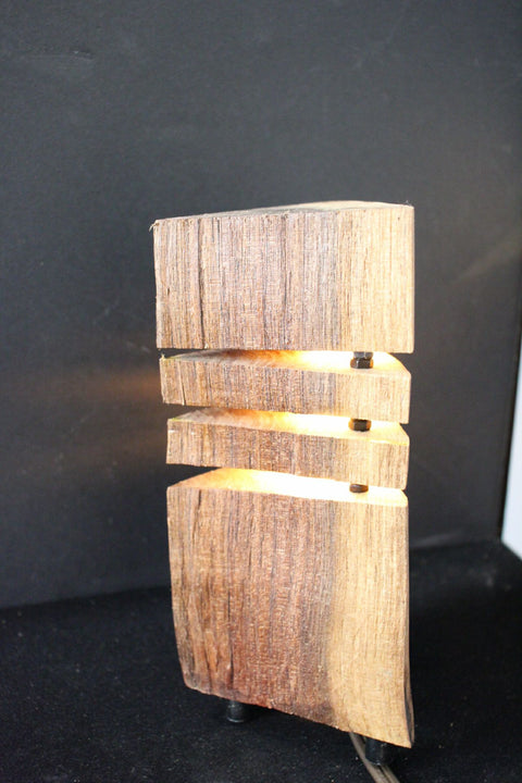 Unfinished Rustic Log Lamp Yellow Light Decorative Pieces