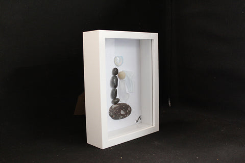 Wedding Beach Glass and Stone Shadow Box