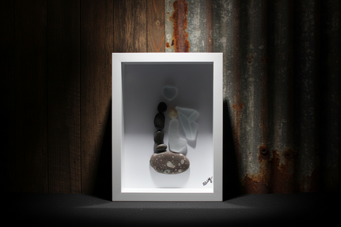 Wedding Beach Glass and Stone Shadow Box