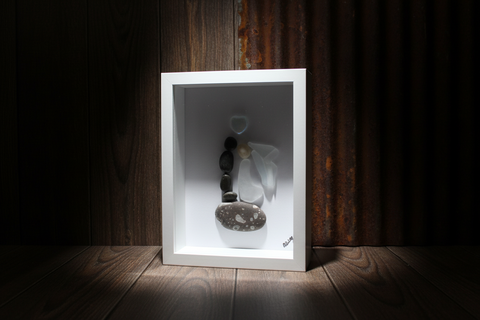 Wedding Beach Glass and Stone Shadow Box