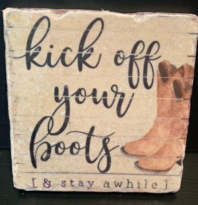 Kick Off Your Booty Tile Coaster by Ravaged Barn