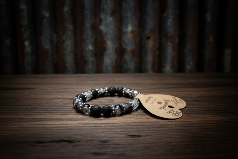 Black and Clear Crystal Diffuser Bracelet by The Diffuser Bracelet Boutique
