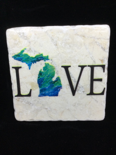 Love Michigan Tile Coaster by Ravaged Barn