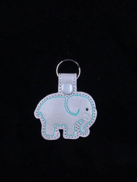 Blue Stitched Elephant Key Chain by Stitching Critters